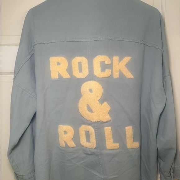 Davi & Dani Rock & Roll snap button down denim style distressed worn once sz S - Picture 8 of 8